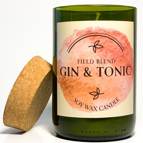 Recycled Wine Bottle Soy Wax Candle (Gin & Tonic) - Picture 1 of 6